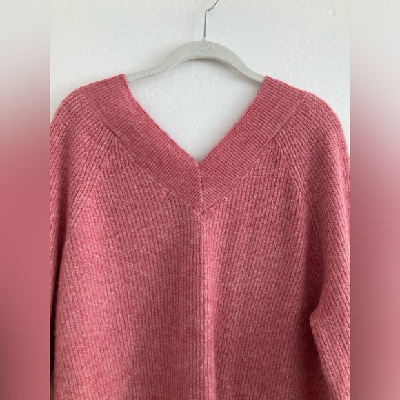 Pink Wool Blend Knit Sweater V Neck Oversized Boxy by Primark Cares Size Large - Picture 8 of 12
